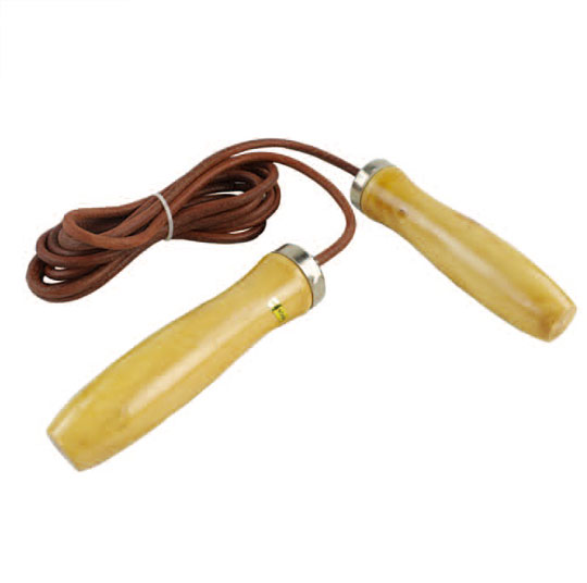 GP85188 LEATHER JUMPROPE WITH WOOD HANDLE